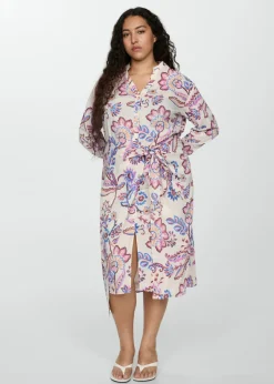 MANGO Sukienki I Kombinezony*Sukienka w kwiaty z kokardą