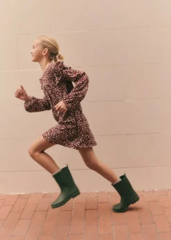 Dzieci MANGO Sukienki I Kombinezony*Sukienka w kwiaty z marszczeniem