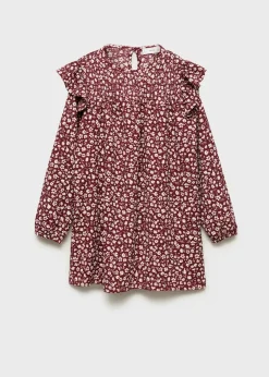 Dzieci MANGO Sukienki I Kombinezony*Sukienka w kwiaty z marszczeniem