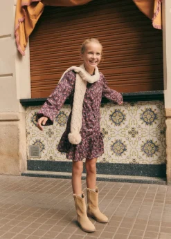 Dzieci MANGO Sukienki I Kombinezony*Sukienka w kwiaty z marszczeniem