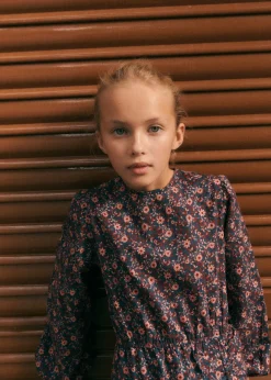 Dzieci MANGO Sukienki I Kombinezony*Sukienka w kwiaty z marszczeniem