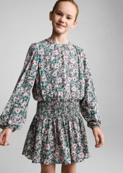 Dzieci MANGO Sukienki I Kombinezony*Sukienka w kwiaty z ozdobnym marszczeniem