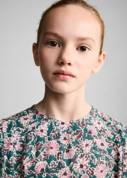 Dzieci MANGO Sukienki I Kombinezony*Sukienka w kwiaty z ozdobnym marszczeniem