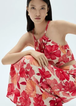 MANGO Sukienki I Kombinezony*Sukienka w kwiaty z wycięciami