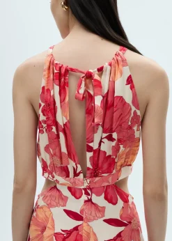 MANGO Sukienki I Kombinezony*Sukienka w kwiaty z wycięciami