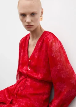 MANGO Sukienki I Kombinezony*Sukienka w kwiaty z węzłem