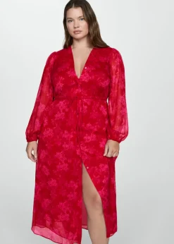 MANGO Sukienki I Kombinezony*Sukienka w kwiaty z węzłem