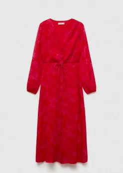 MANGO Sukienki I Kombinezony*Sukienka w kwiaty z węzłem