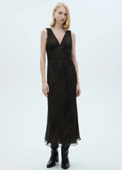 MANGO Sukienki I Kombinezony*Sukienka w lamparcie cętki z dekoltem w szpic