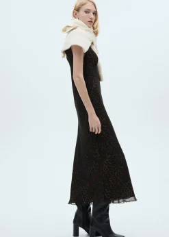 MANGO Sukienki I Kombinezony*Sukienka w lamparcie cętki z dekoltem w szpic