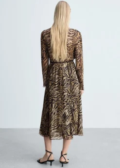 MANGO Sukienki I Kombinezony*Sukienka w panterkę z wiązaniem