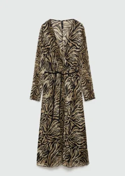 MANGO Sukienki I Kombinezony*Sukienka w panterkę z wiązaniem