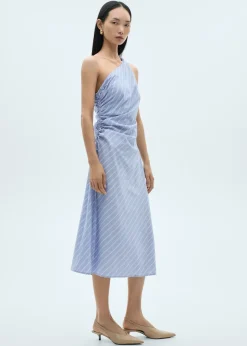 MANGO Sukienki I Kombinezony*Sukienka w paski o asymetrycznym kroju z drapowaniem