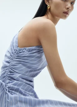 MANGO Sukienki I Kombinezony*Sukienka w paski o asymetrycznym kroju z drapowaniem