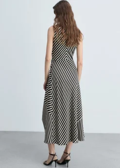 MANGO Sukienki I Kombinezony*Sukienka w paski o asymetrycznym kroju z drapowaniem