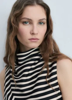 MANGO Sukienki I Kombinezony*Sukienka w paski o asymetrycznym kroju z drapowaniem