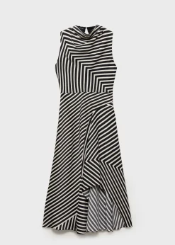 MANGO Sukienki I Kombinezony*Sukienka w paski o asymetrycznym kroju z drapowaniem