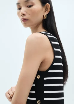 MANGO Sukienki I Kombinezony*Sukienka w paski z metalowymi guzikami