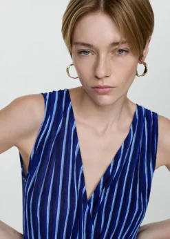 MANGO Sukienki I Kombinezony*Sukienka w paski z wiązaniem