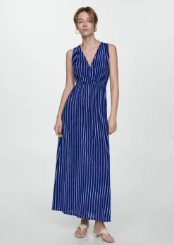 MANGO Sukienki I Kombinezony*Sukienka w paski z wiązaniem