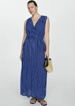 MANGO Sukienki I Kombinezony*Sukienka w paski z wiązaniem