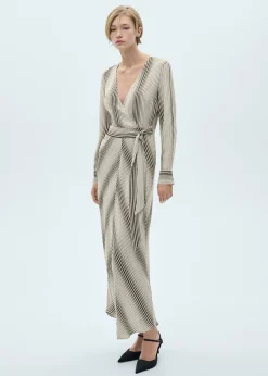 MANGO Sukienki I Kombinezony*Sukienka w paski z wiązaniem