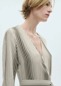 MANGO Sukienki I Kombinezony*Sukienka w paski z wiązaniem