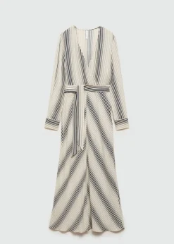 MANGO Sukienki I Kombinezony*Sukienka w paski z wiązaniem