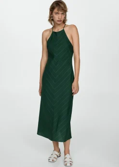 MANGO Sukienki I Kombinezony*Sukienka w prążki z dekoltem halter
