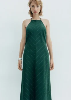 MANGO Sukienki I Kombinezony*Sukienka w prążki z dekoltem halter