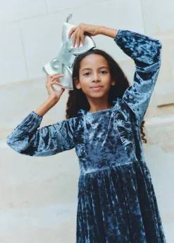 Dzieci MANGO Sukienki I Kombinezony*Sukienka z aksamitu z falbanką