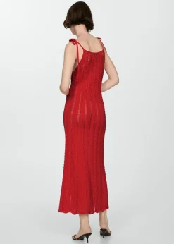 MANGO Sukienki I Kombinezony*Sukienka z ażurowej dzianiny z wiązaniem