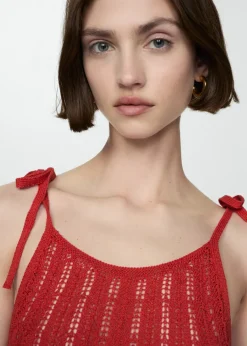 MANGO Sukienki I Kombinezony*Sukienka z ażurowej dzianiny z wiązaniem