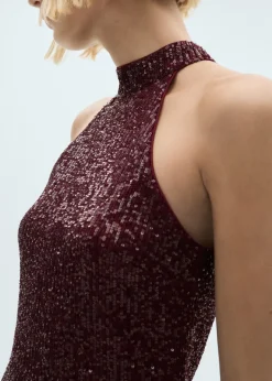 MANGO Sukienki I Kombinezony*Sukienka z cekinami dekolt halter