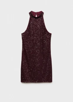 MANGO Sukienki I Kombinezony*Sukienka z cekinami dekolt halter