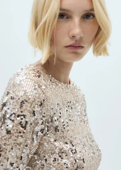 MANGO Sukienki I Kombinezony*Sukienka z cekinami i poduszkami na ramionach