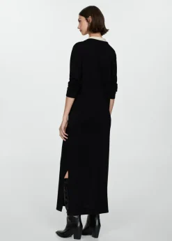 MANGO Sukienki I Kombinezony*Sukienka z dzianiny z kontrastowym kołnierzykiem