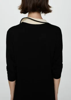 MANGO Sukienki I Kombinezony*Sukienka z dzianiny z kontrastowym kołnierzykiem