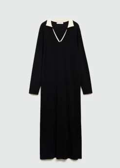 MANGO Sukienki I Kombinezony*Sukienka z dzianiny z kontrastowym kołnierzykiem