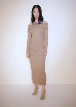 MANGO Sukienki I Kombinezony*Sukienka z dzianiny z odkrytymi ramionami