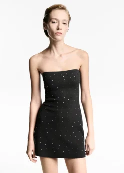 MANGO Sukienki I Kombinezony*Sukienka z dzianiny z ozdobą ze strasu