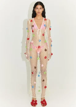 MANGO Sukienki I Kombinezony*Sukienka z dzianiny z ozdobnymi kwiatami