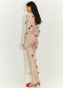 MANGO Sukienki I Kombinezony*Sukienka z dzianiny z ozdobnymi kwiatami