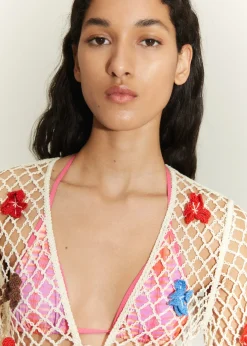 MANGO Sukienki I Kombinezony*Sukienka z dzianiny z ozdobnymi kwiatami