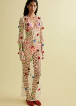 MANGO Sukienki I Kombinezony*Sukienka z dzianiny z ozdobnymi kwiatami