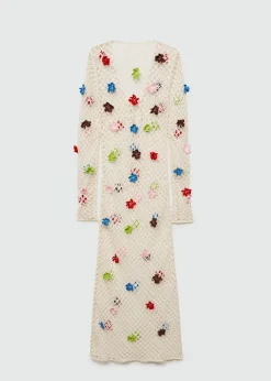 MANGO Sukienki I Kombinezony*Sukienka z dzianiny z ozdobnymi kwiatami