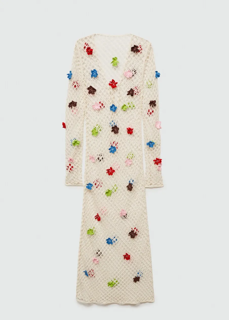 MANGO Sukienki I Kombinezony*Sukienka z dzianiny z ozdobnymi kwiatami