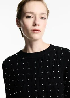 MANGO Sukienki I Kombinezony*Sukienka z dzianiny z ozdobą ze strasu