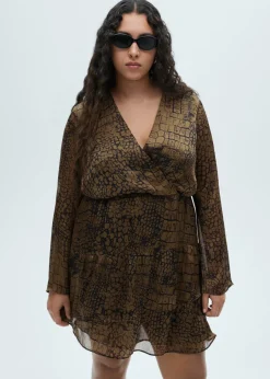 MANGO Sukienki I Kombinezony*Sukienka z falbankami i zwierzęcym wzorem