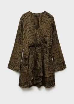 MANGO Sukienki I Kombinezony*Sukienka z falbankami i zwierzęcym wzorem